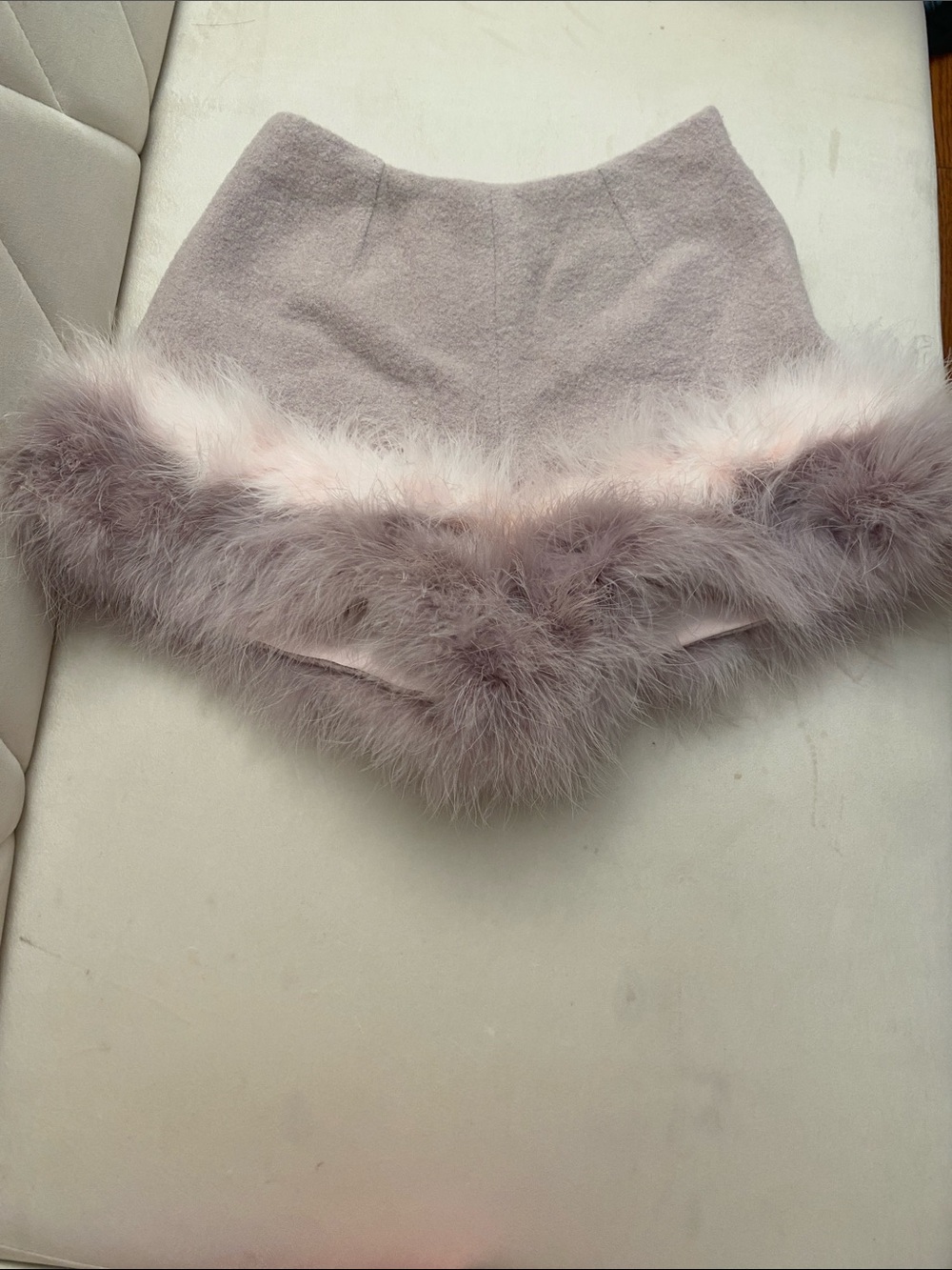 Plush Feather-Trim Women’s Shorts — Dusty Pink